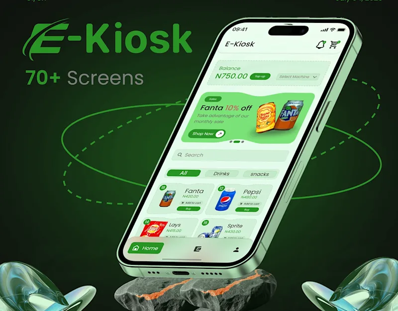 Cover image for E-Kiosk – Mobile App UI/UX Design (70+ Screens)