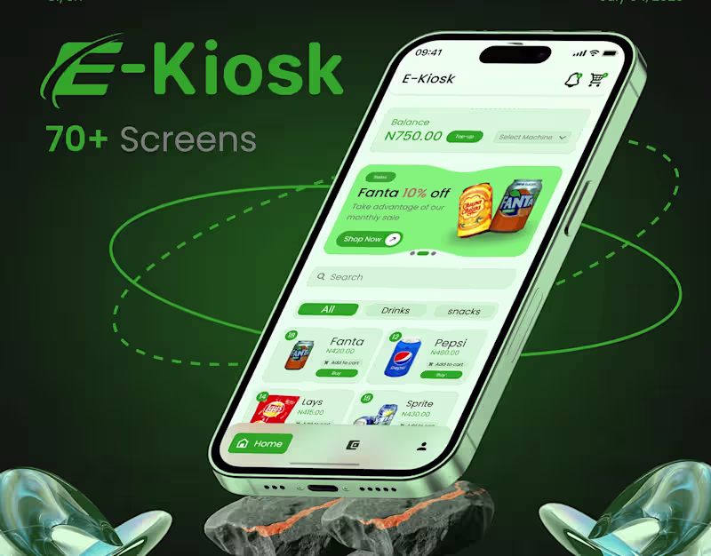 Cover image for E-Kiosk – Mobile App UI/UX Design (70+ Screens)