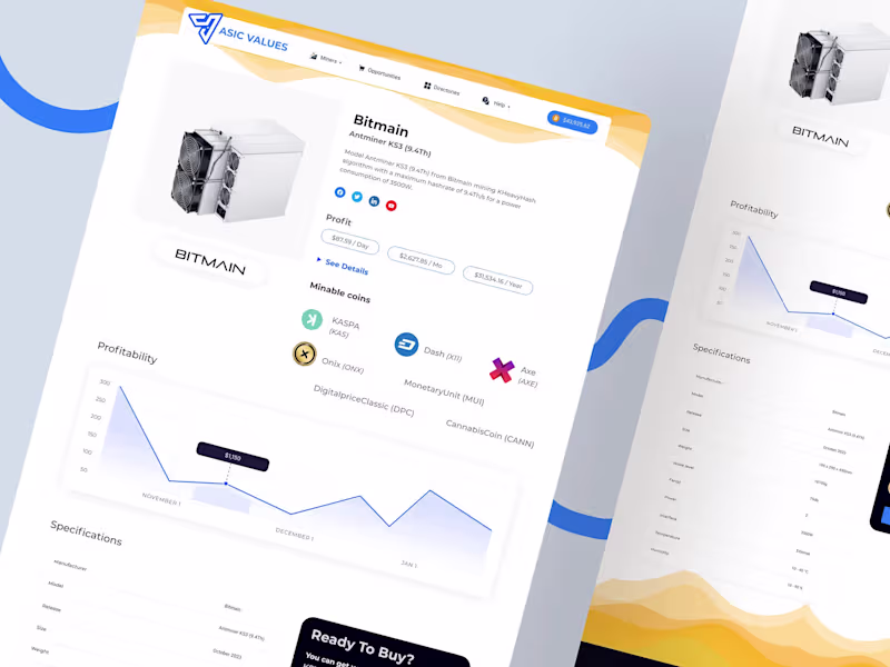 Cover image for Mining Device Product Page UI UX Design