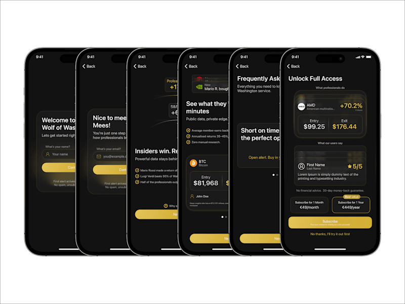 Cover image for 5 iOS Onboarding Screens for the Wolf of Washington App