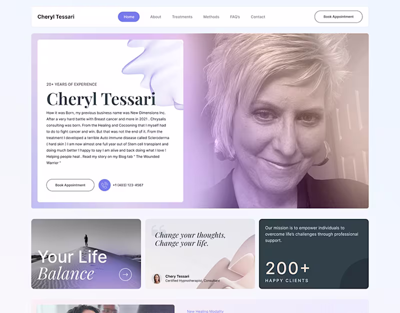 Cover image for Cheryl Tesari - Professional Therapist Website