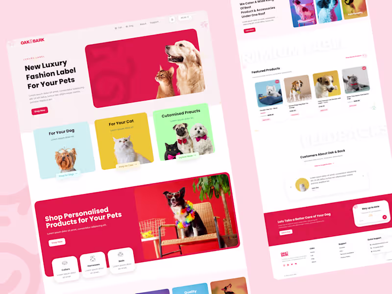 Cover image for Oak & Bark Pet Shop, E-Commerce Website Design