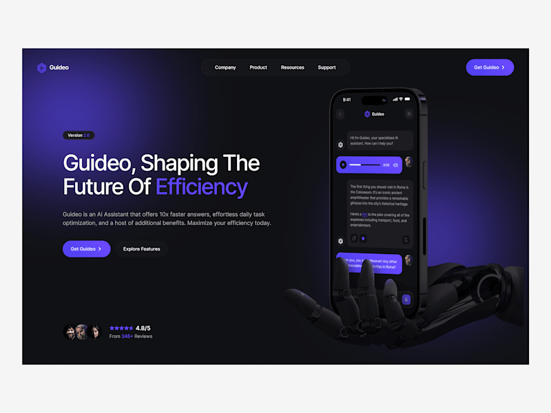 Cover image for Guideo – AI Assistant App & Website Design