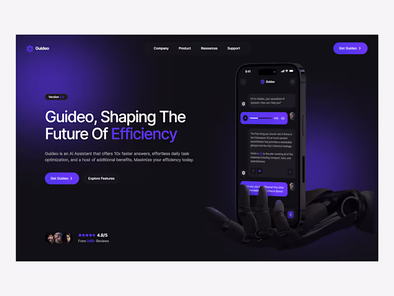 Cover image for Guideo – AI Assistant App & Website Design