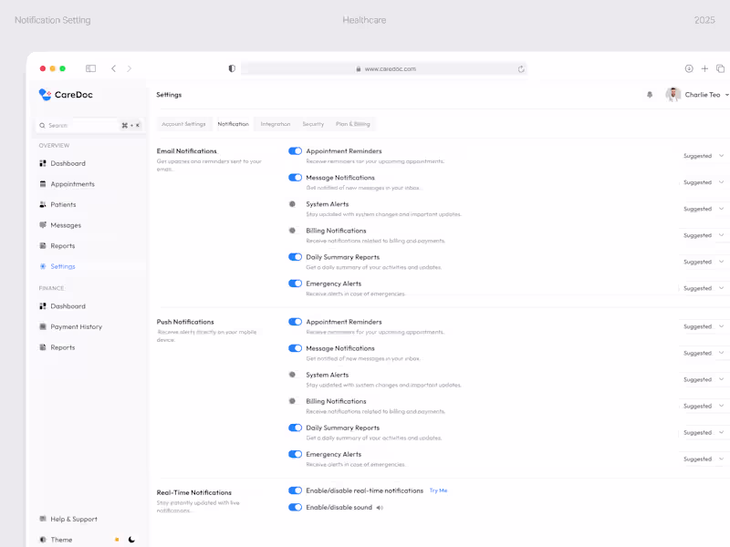 Cover image for 🩺 Doctor Notification Setting Page Design ✨
