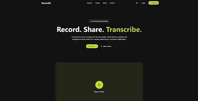 Cover image for RecordIt – Sleek Web-Based Screen Recorder