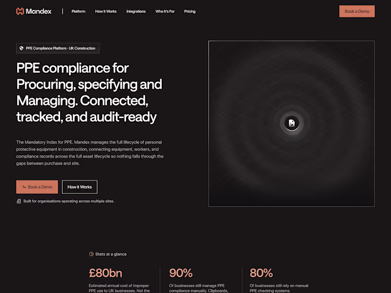 Cover image for Mandex - PPE Compliance Platform Landing Page