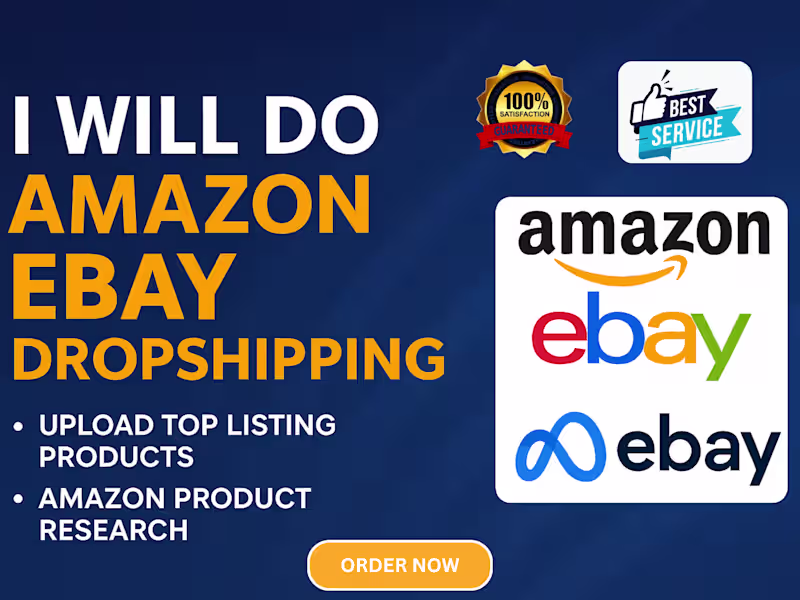 Cover image for I will do amazon ebay dropshipping upload top listing products 