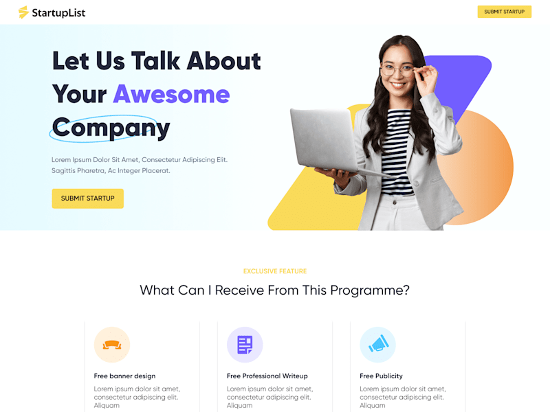 Cover image for StartupList Landing Page