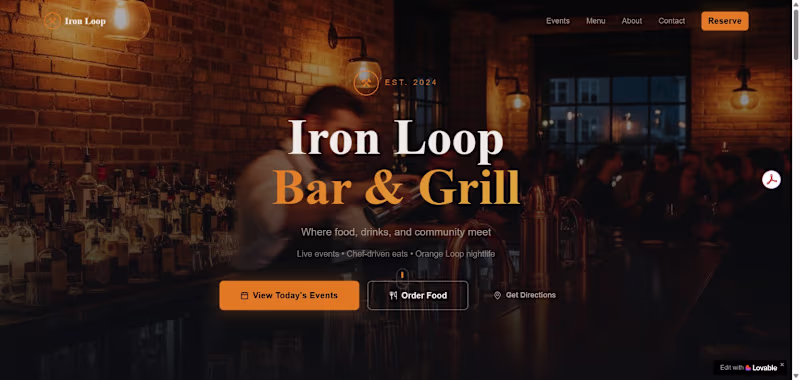 Cover image for Concept Redesign: Iron Loop Bar & Grill – Orange Loop Experience
