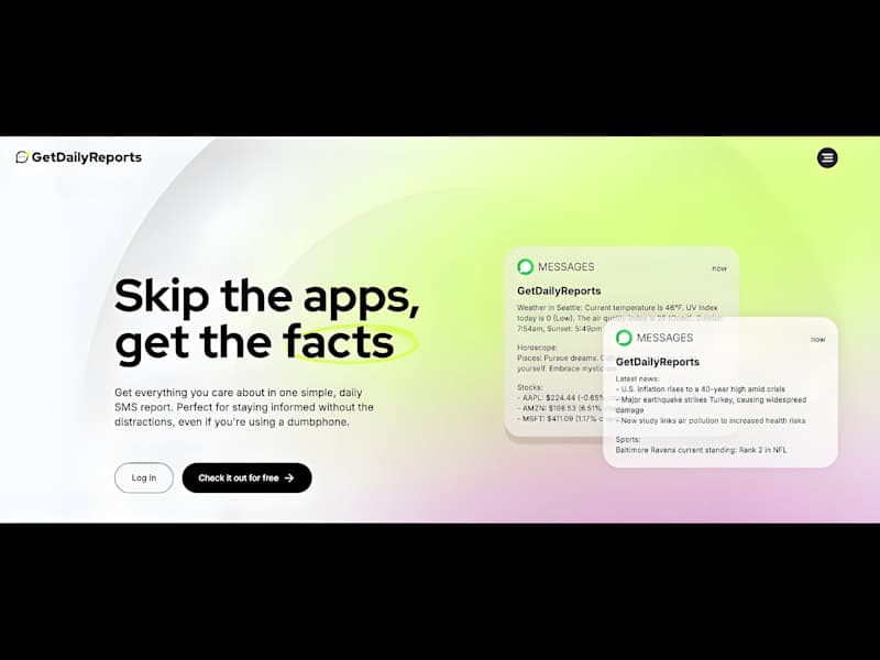 Cover image for GetDailyReports - Customizable Daily Text Message