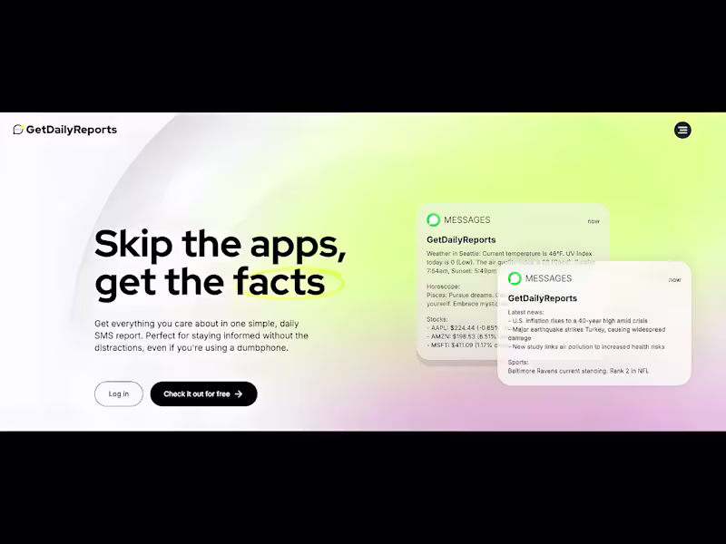 Cover image for GetDailyReports - Customizable Daily Text Message