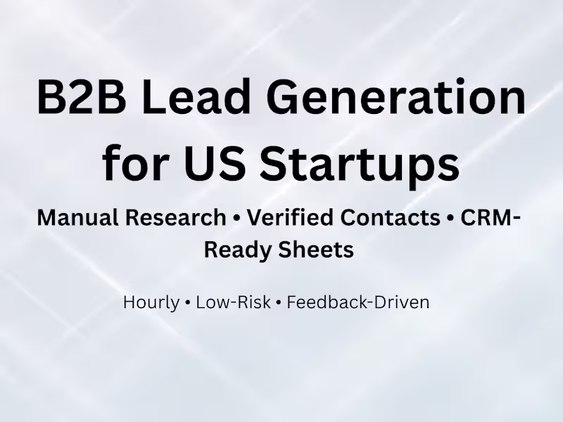 Cover image for Lead Generation & Sales Support for US Startups