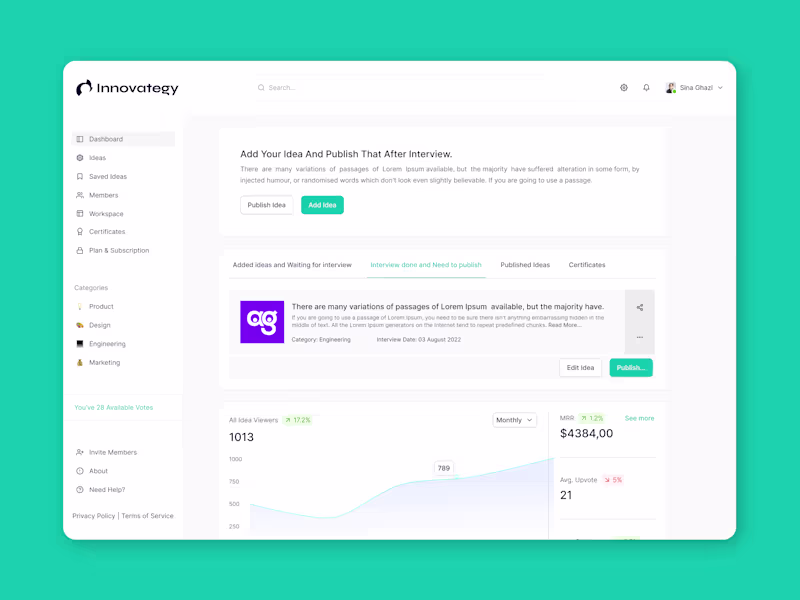 Cover image for Ideation Tool Design (Web App) — SaaS Platform for Innovatio...