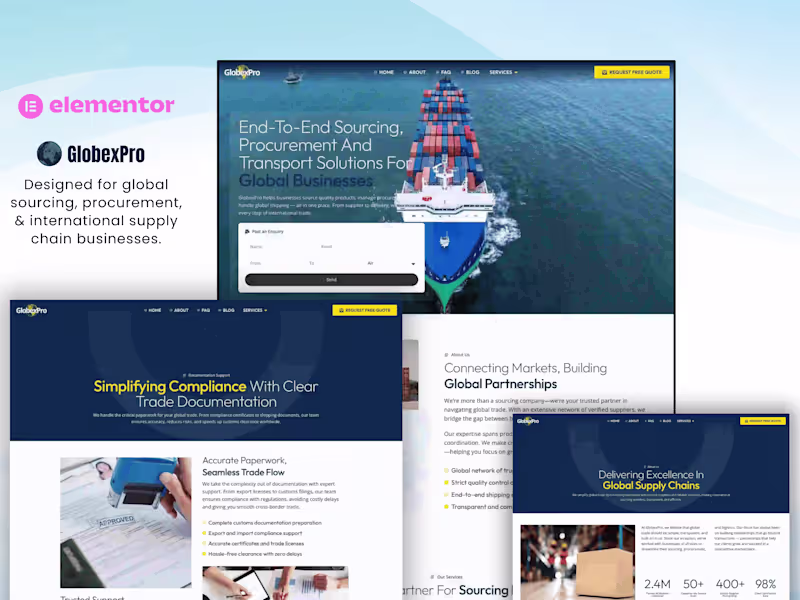 Cover image for GlobexPro Elementor Pro Template Kit Design