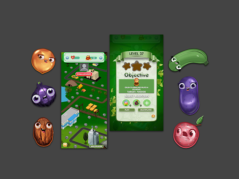 Cover image for Gbas Gbos -Match 3 fruit game on Google Play & Apple store