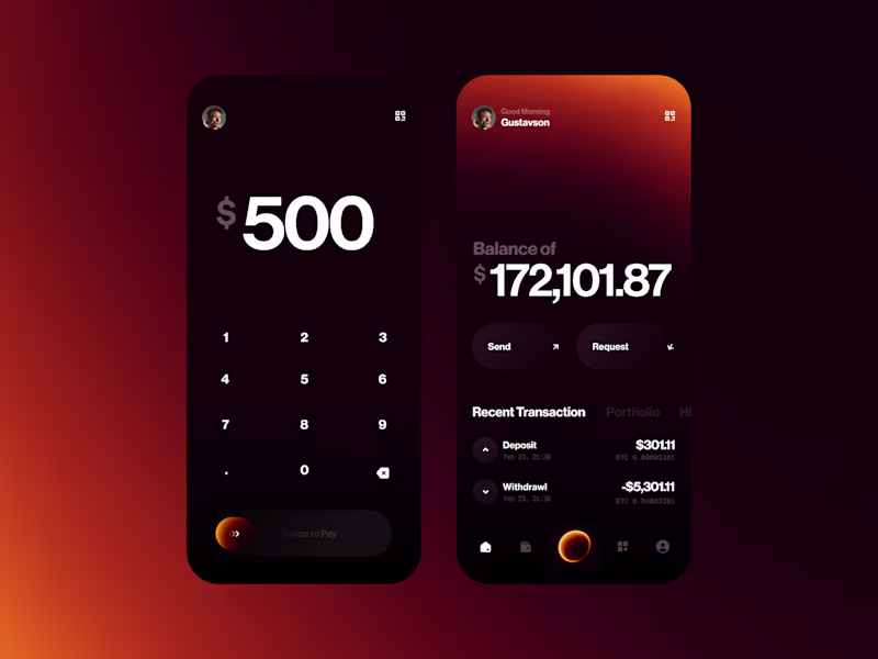 Cover image for Fintech mobile app design that combines modern dark aestheti...