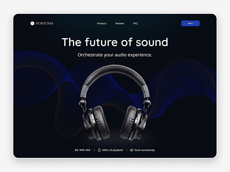 Cover image for Vortona: The Future of Sound — Dark‑Mode Hero Section