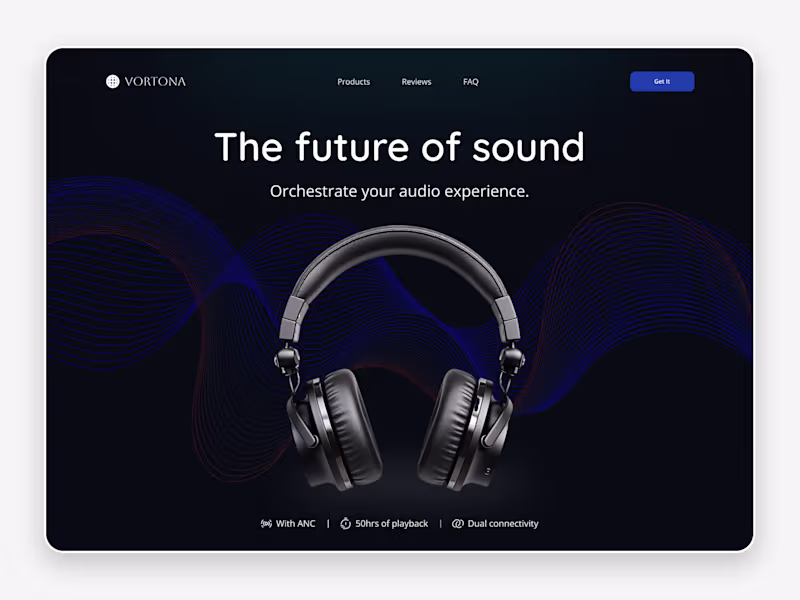 Cover image for Vortona: The Future of Sound — Dark‑Mode Hero Section