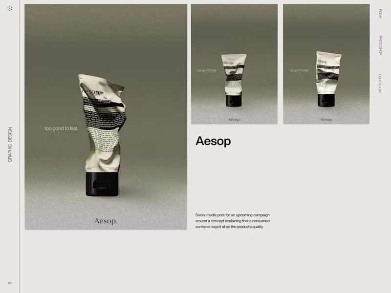 Cover image for Aesop / Too Good To Last Campaign