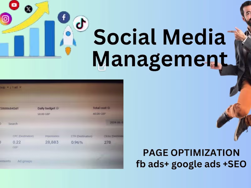 Cover image for Instagram, Twitter, and LinkedIn Social Media Marketing Expert