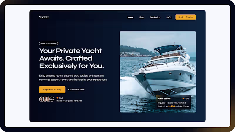 Cover image for Yachtz Premium Landing Page Design
