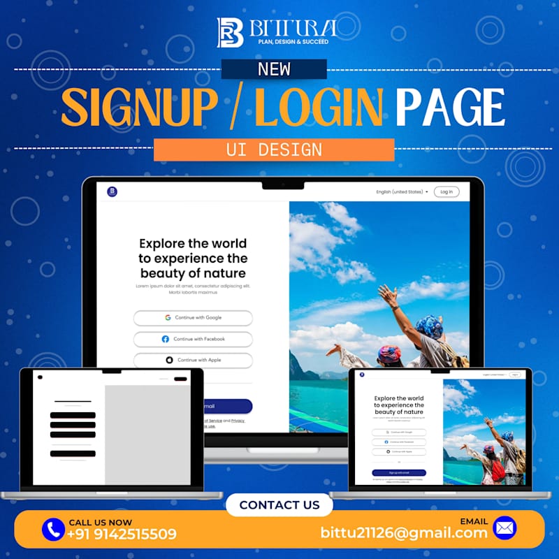 Cover image for Signup and login page UI Design by bittu rai :: Behance
