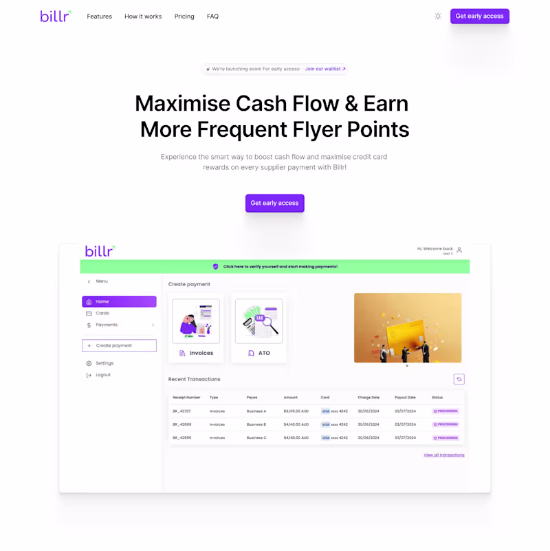 Cover image for Billr - Landing Page (SAAS)