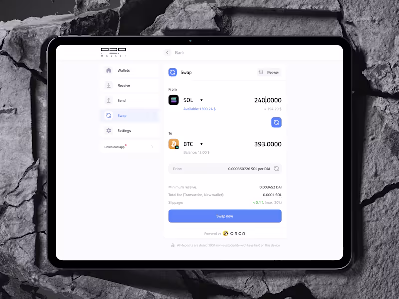 Cover image for P2P Wallet / Swap UI (Full flow, 7 screens inside)