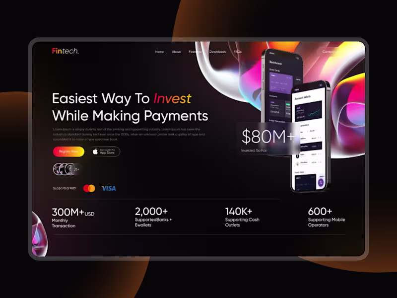 Cover image for Fintech | Web Landing Page on Behance