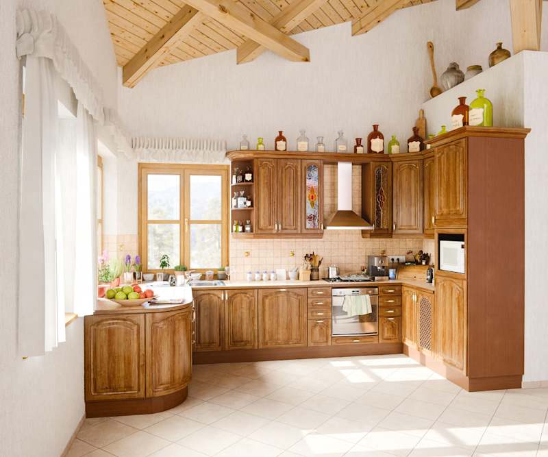 Cover image for Rustic Charm Kitchen with Wooden Cabinetry