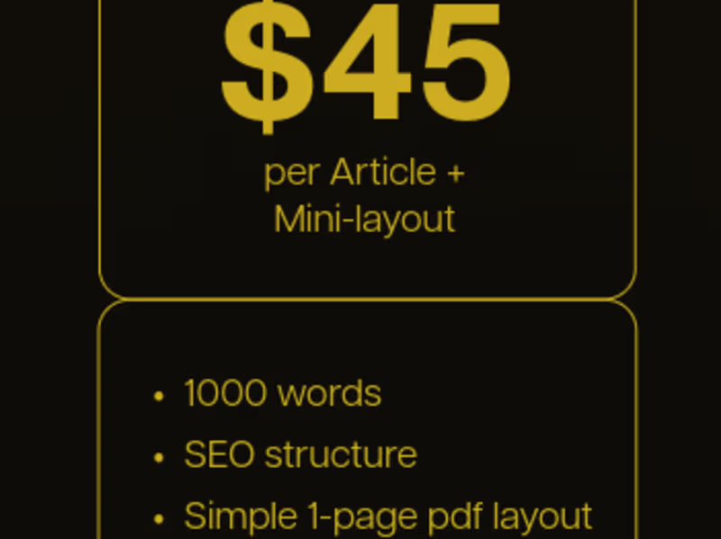 Cover image for Medical Article + Mini Layout | 1000 Words | Simple 1-Page PDF
