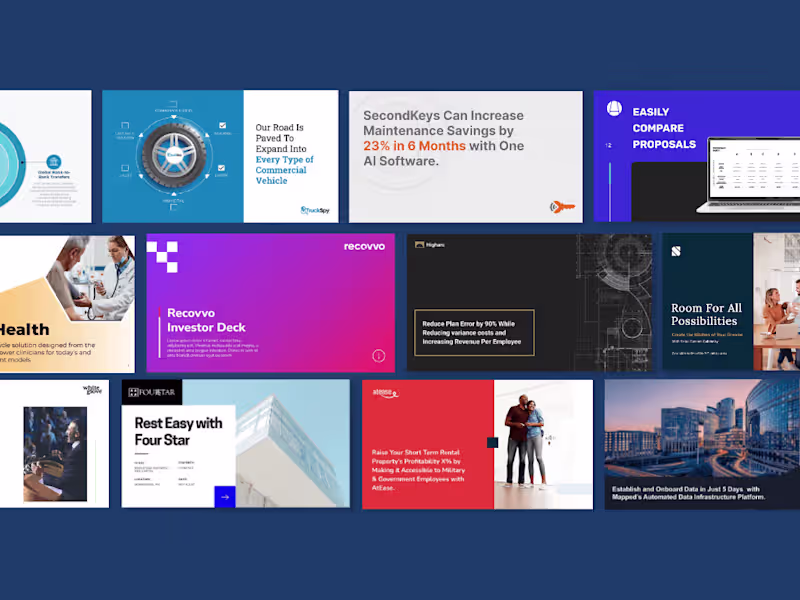 Cover image for presentation design, pitch deck creation and power point slides
