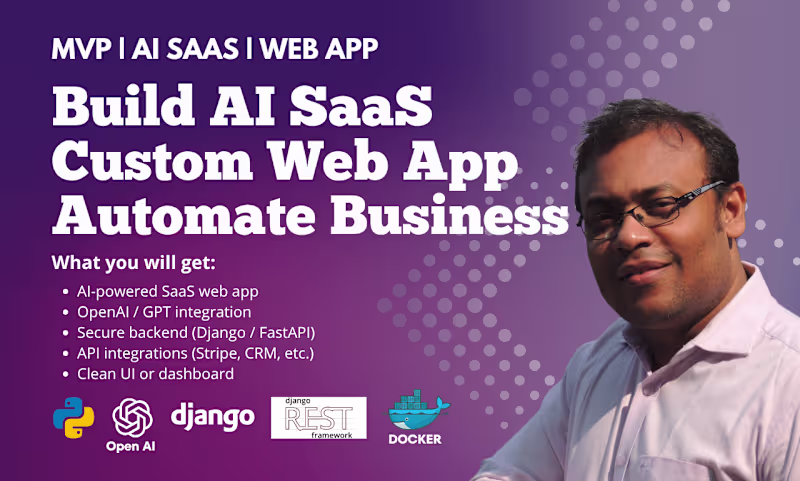 Cover image for Build custom ai saas web app with django, fastapi or openai
