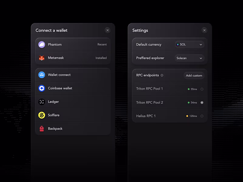 Cover image for Wallet connection & settings. Work in progress