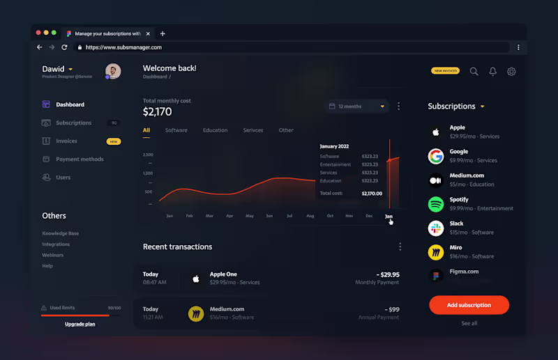 Cover image for SubsManager: Subscription management web application