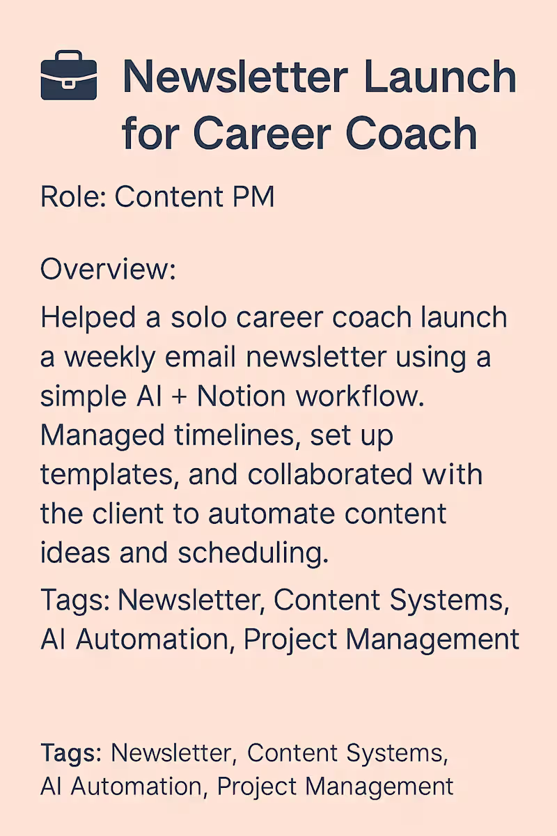 Cover image for Weekly Newsletter System for Career Coach