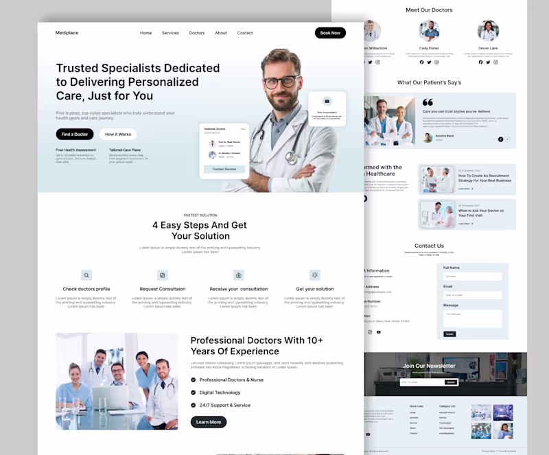 Cover image for 💻 UI/UX for Healthcare | Mediplace App Landing Page Here’s ...