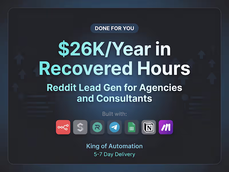 Cover image for I'll build your Reddit lead gen system in n8n | DFY