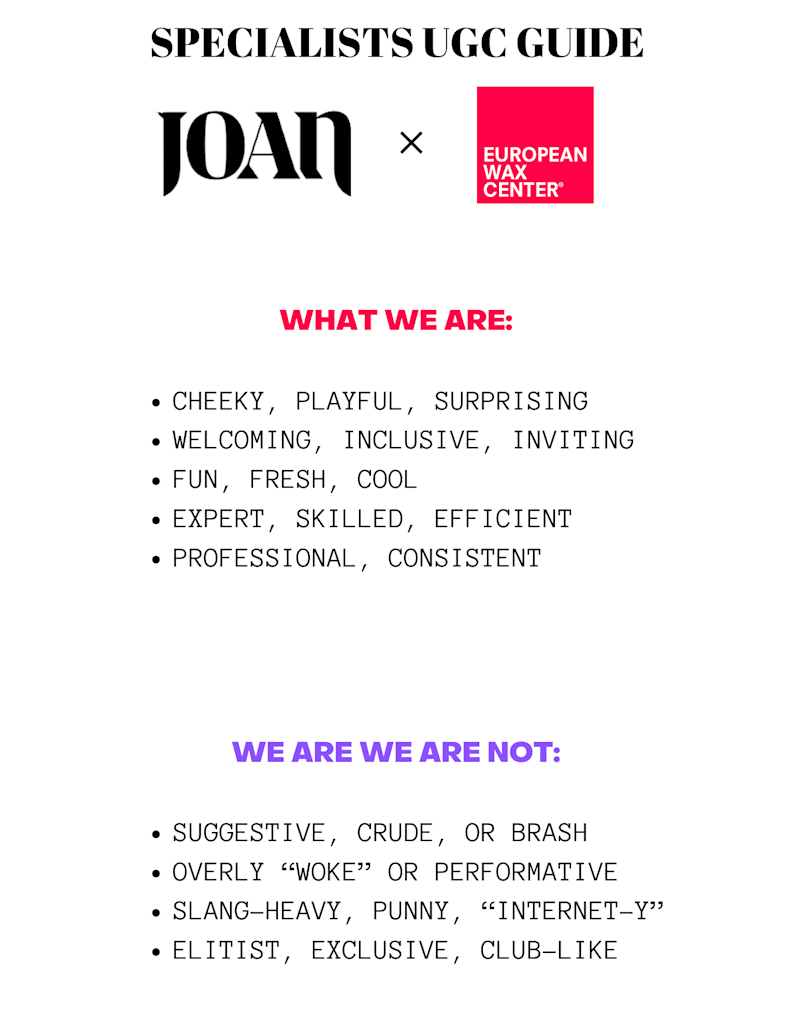 Cover image for JOAN CREATIVE X EUROPEAN WAX CENTER — UGC STRATEGY