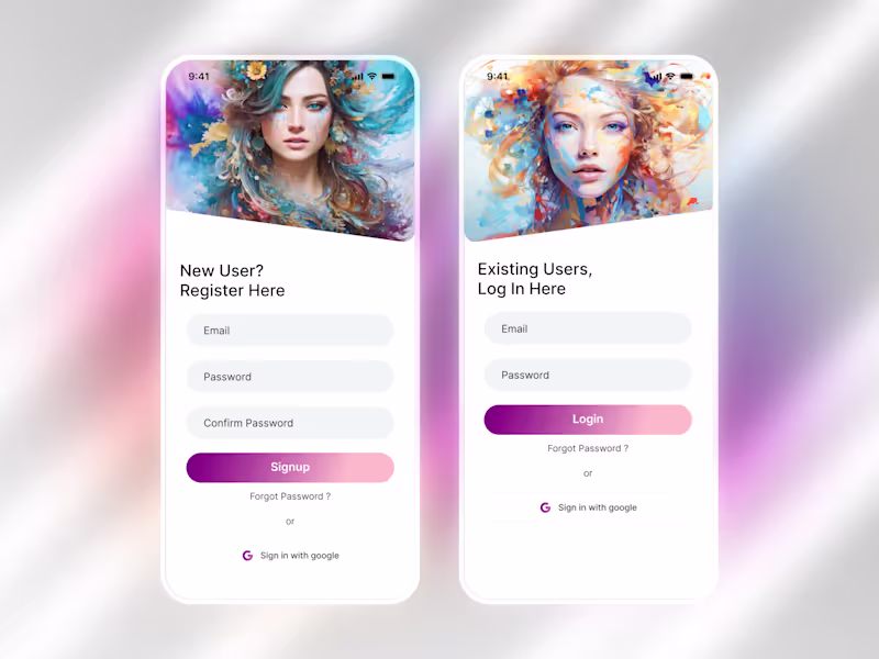 Cover image for AI Login/Signup UI Screens for AI Art Platform