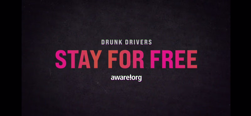 Cover image for AWARE.ORG "Drunk Drivers Stay for Free"