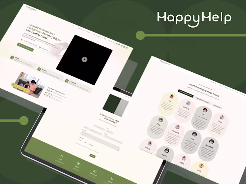 Cover image for ✔ Nanny & Caregiver Platform Website | Happy Help Thailand