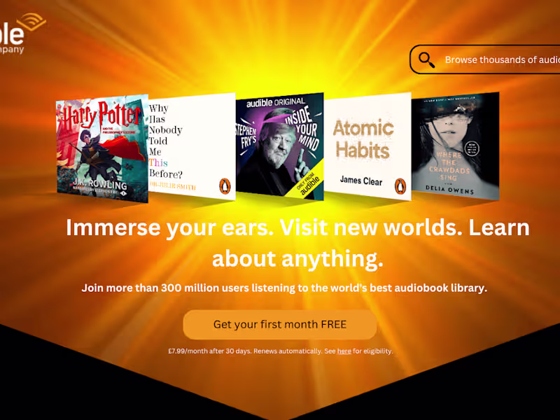 Cover image for Spec Work -Audible Landing Page