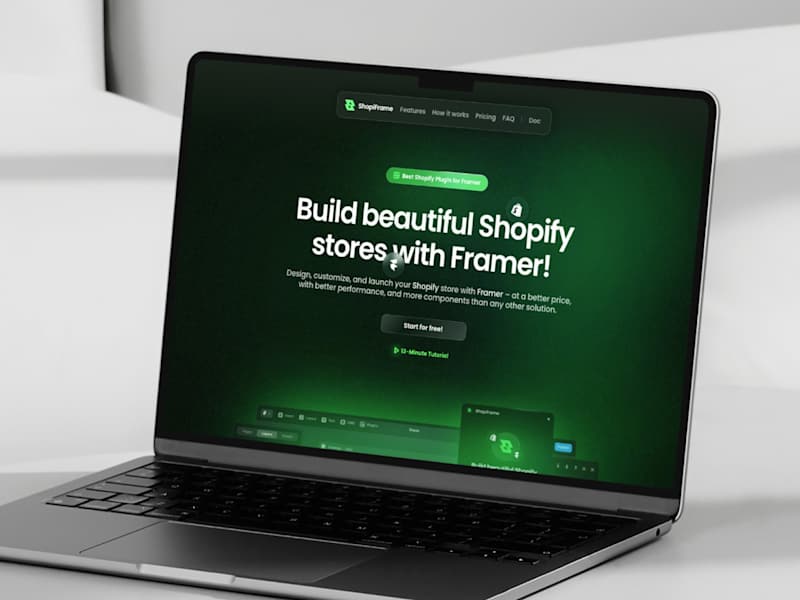 Cover image for Shopiframe Website – Built with Framer