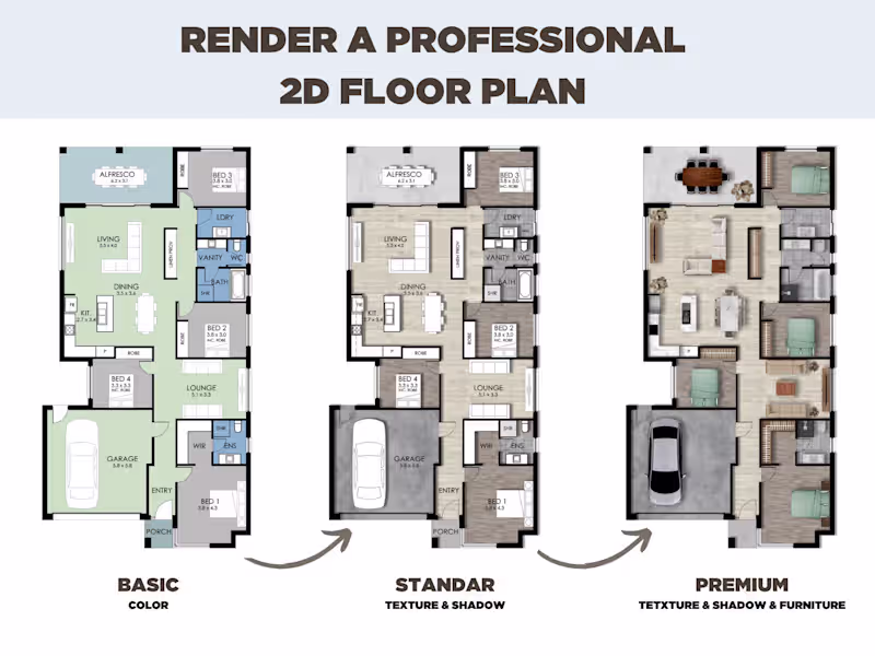 Cover image for I will render a professional 2d floor plan in photoshop