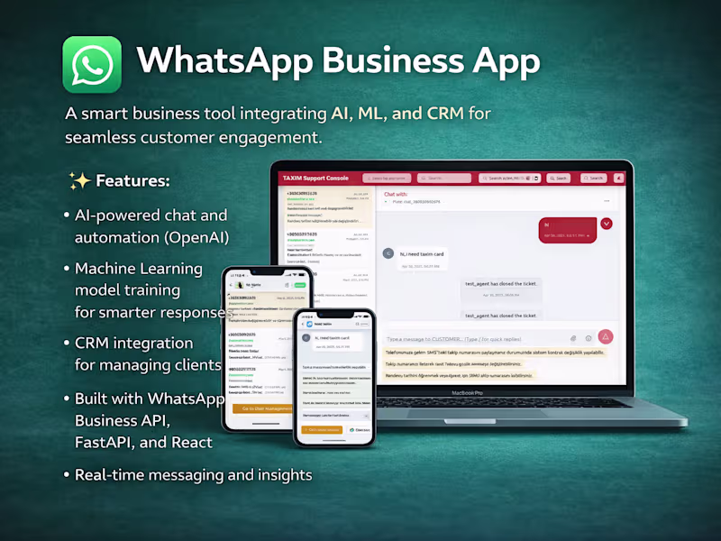 Cover image for Whatsapp Business App with AI assistant