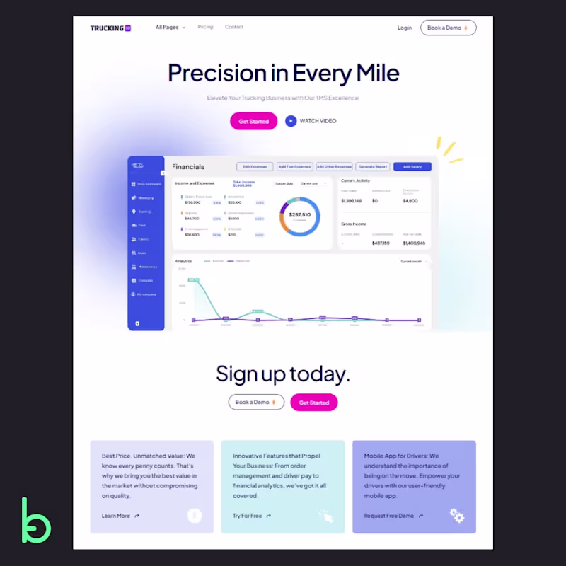 Cover image for Truck dispatching app website