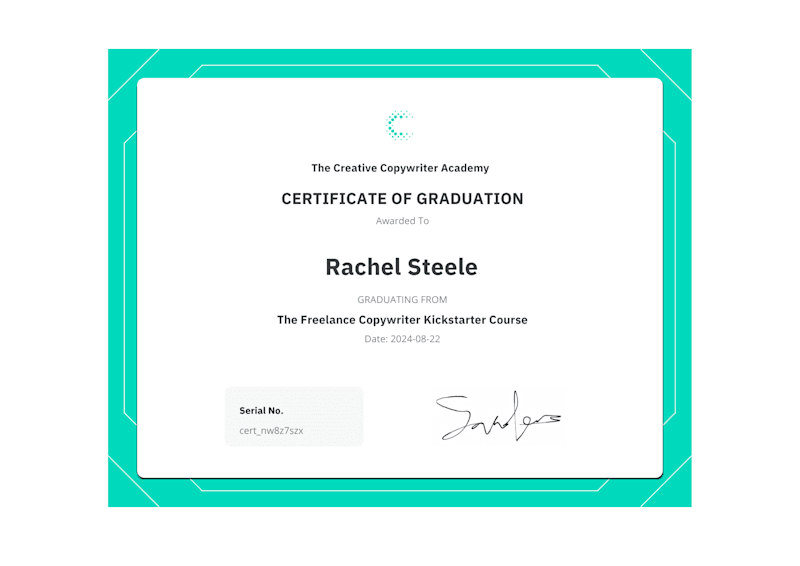 Cover image for The Freelance Copywriter Kickstarter Course Certificate