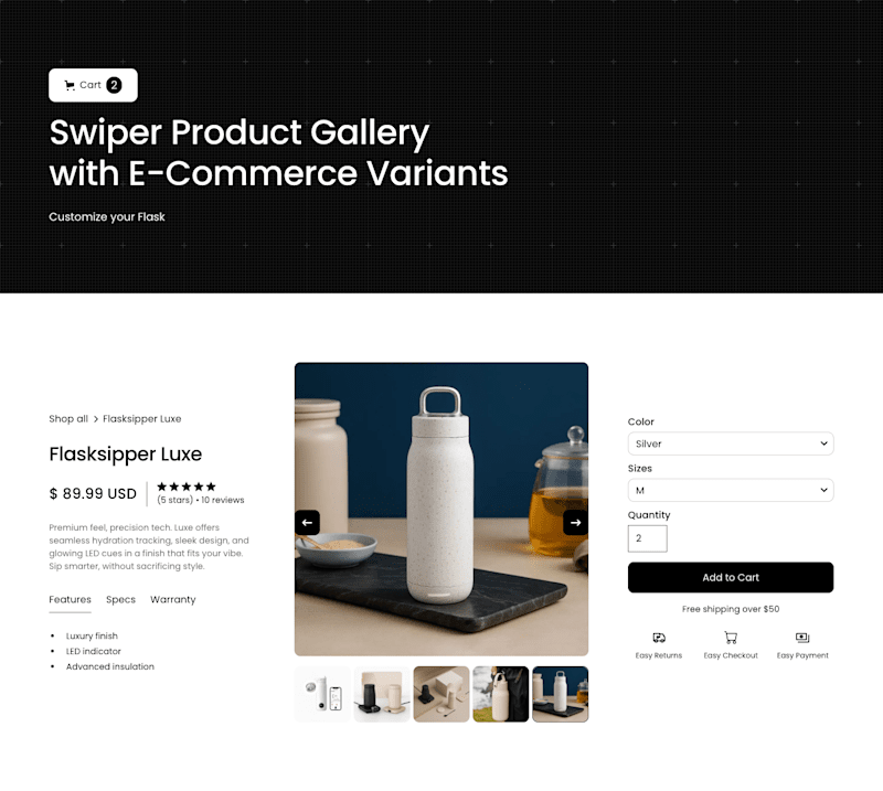 Cover image for Swiper Product Gallery with E-Commerce Variants